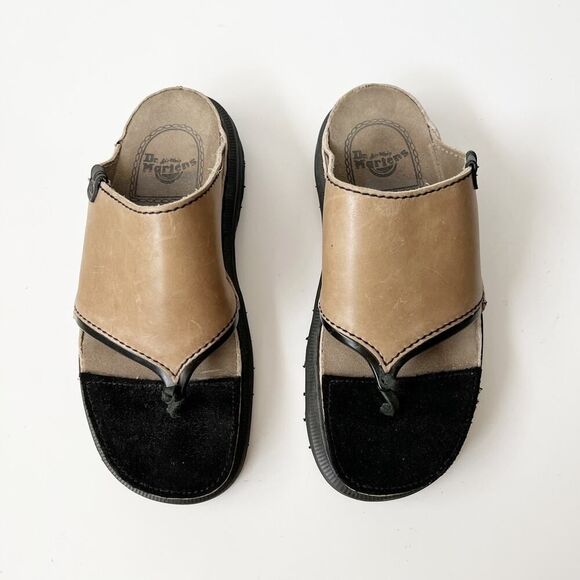 Vintage Dr. Marten leather thong sandals chunky flip flop platforms women's 7 - Picture 8 of 8